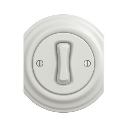 Reblig - retrotyylinen yksinapainen kytkin, kehyksetön, nro 1, keramiikkavalkoinen