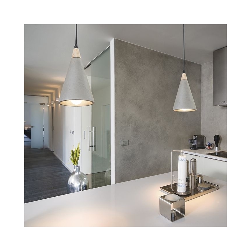 RED - Design Rendl - R12380 - Kattokruunu johdossa HEIDI 1xE27/28W/230V betoni/puu