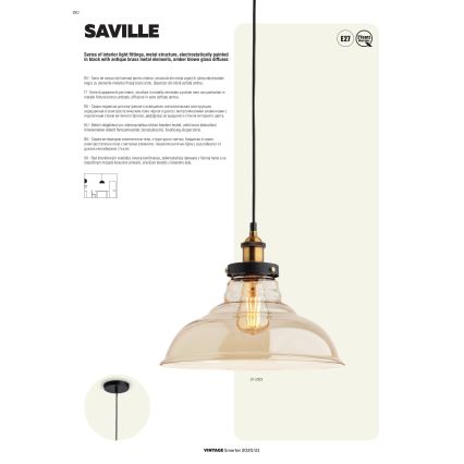 Redo 01-1003 - Kattokruunu narulla SAVILLE 1xE27/42W/230V
