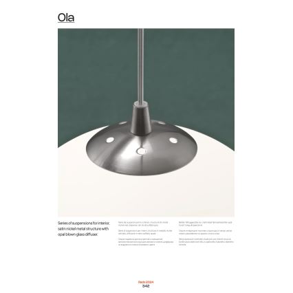 Redo 01-1064 - Kattokruunu johdossa OLA 1xE27/42W/230V halkaisija 20 cm