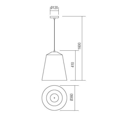 Redo 01-1104 - Kattokruunu johdossa AYLA 1xE27/42W/230V halkaisija 36 cm kulta