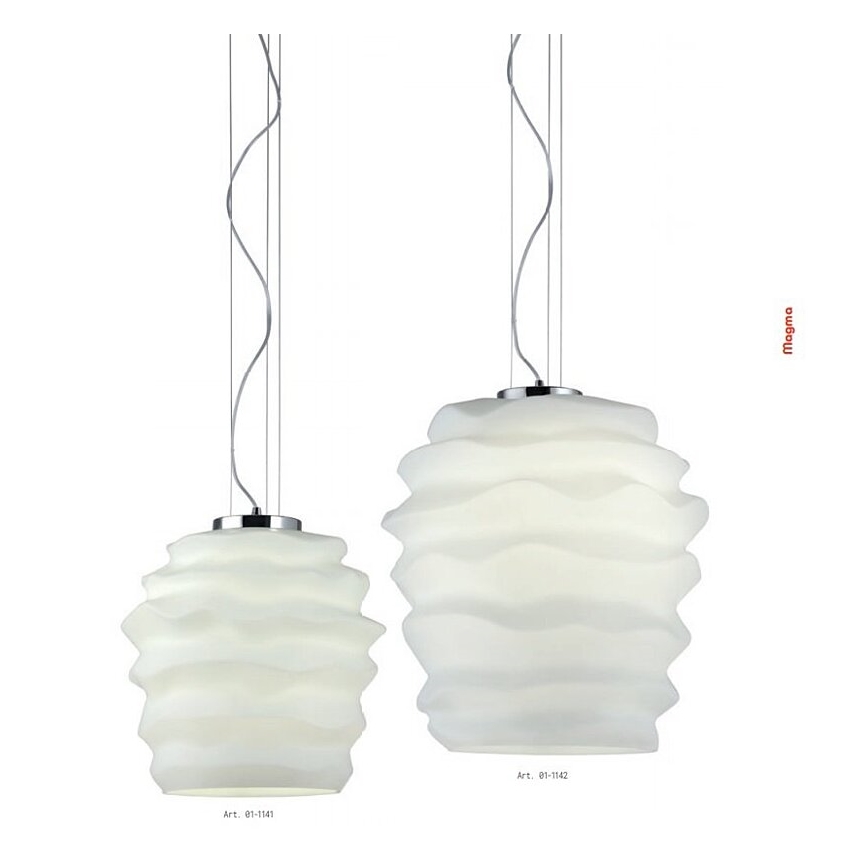 Redo 01-1142 - MAGMA-riippuvalaisin kaapelikiinnityksellä 1xE27/42W/230V halkaisija 38 cm kiiltävä kromi/valkoinen