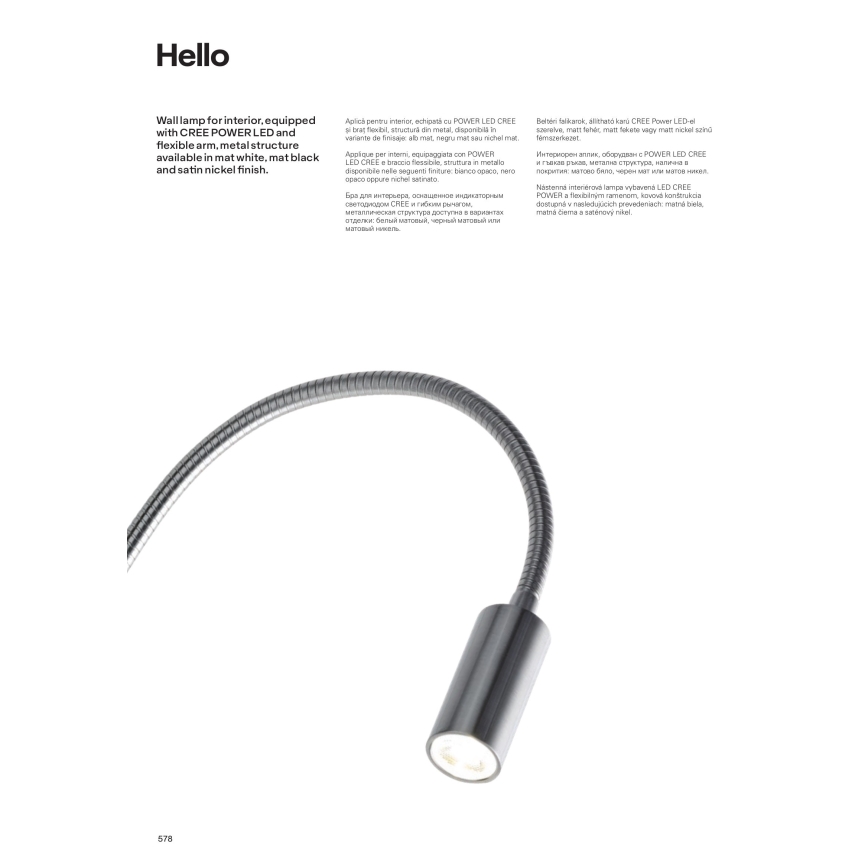 Redo 01-1195 - LED Joustava pieni lamppu HELLO LED/3W/230V mattakromi