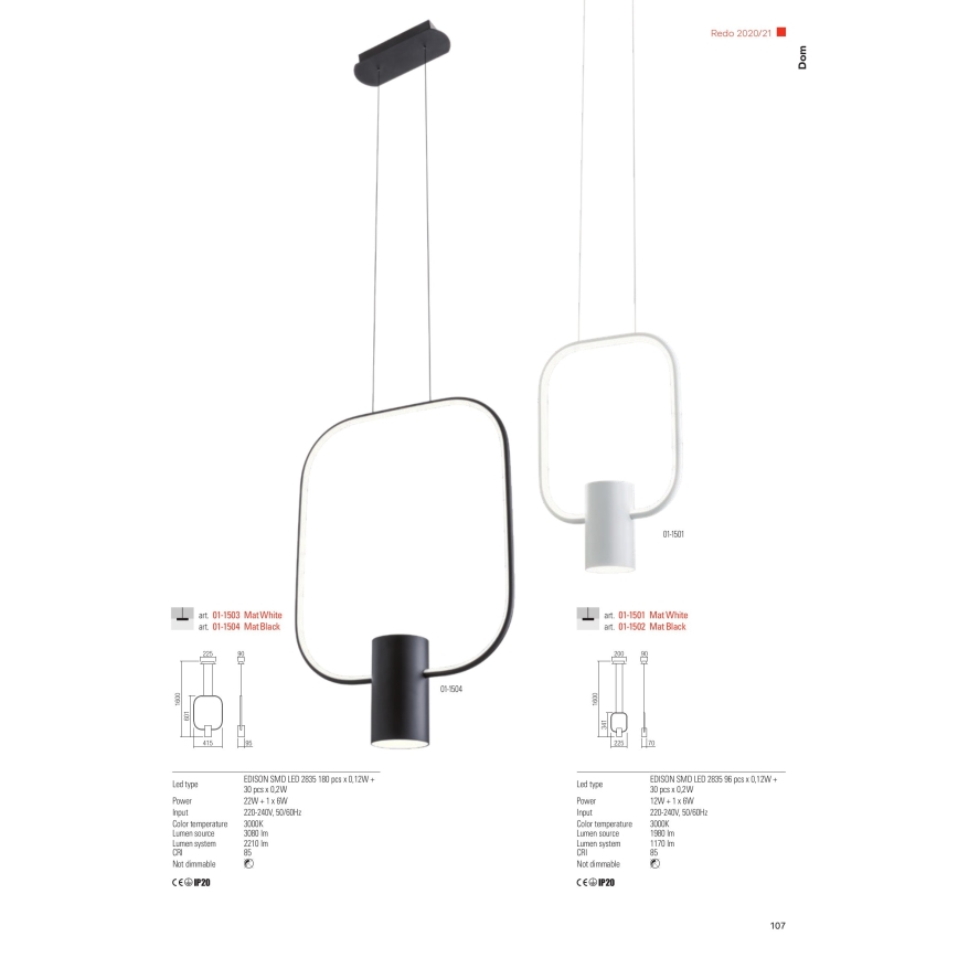 Redo 01-1226 - Himennettävä LED-pöytälamppu DOM LED/21W/230V valkoinen