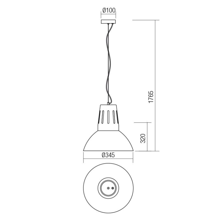 Redo 01-1281 - PEEP-riippuvalaisin vaijerilla 1xE27/42W/230V, halkaisija 34,5 cm, musta
