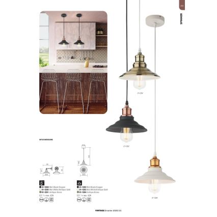 Redo 01-1292 - Kattokruunu narulla SPINNER 1xE27/42W/230V