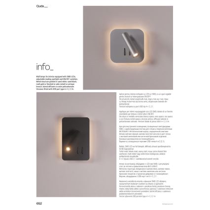 Redo 01-1491 - LED-seinävalaisin QUDA LED/6W/230V + LED/3W CRI 90 valkoinen