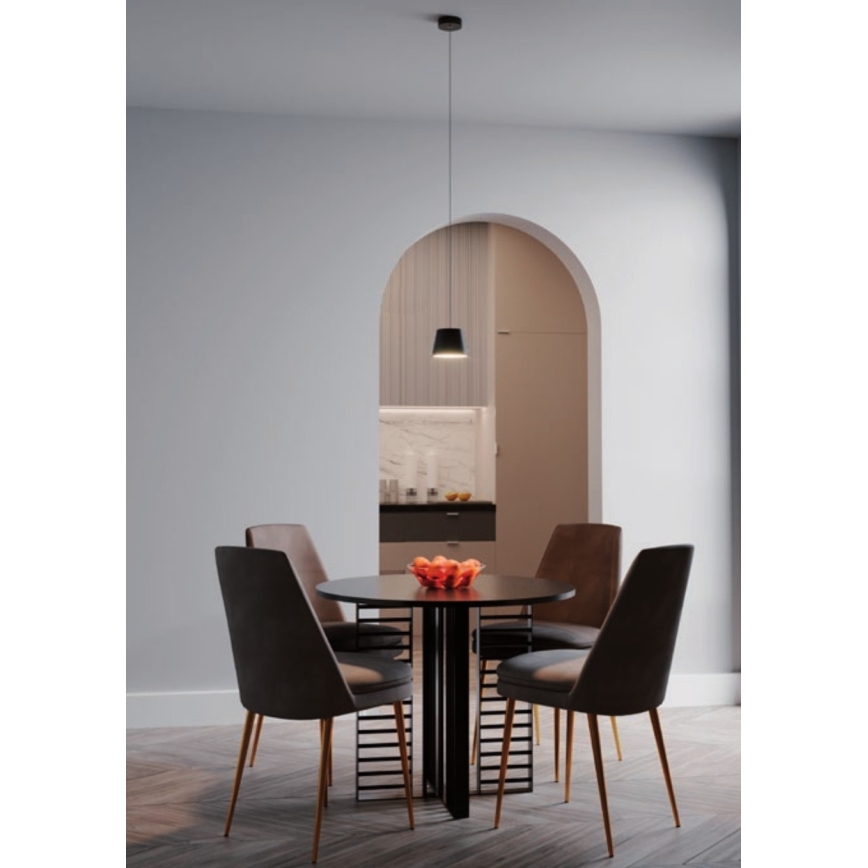 Redo 01-1496 - LED-riippuvalaisin vaijerilla LOLLI LED/6W/230V Ø 14 cm musta