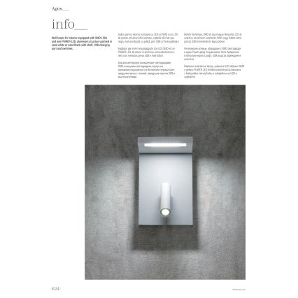 Redo 01-1500 - LED-seinävalaisin AGOS LED/6W/230V + LED/3,2W USB musta