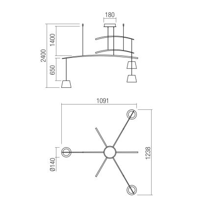 Redo 01-1524 - LED-kattokruunu johdossa LOLLI 3xLED/6W/230V valkoinen