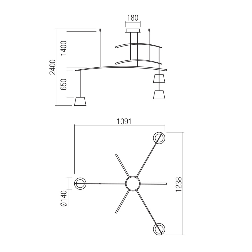Redo 01-1524 - LED-kattokruunu johdossa LOLLI 3xLED/6W/230V valkoinen