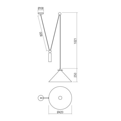 Redo 01-1545 - Kattokruunu johdossa KALIMBA 1xE27/42W/230V halkaisija 42 cm hämähäkki pronssi