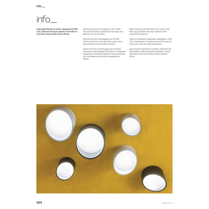 Redo 01-1628 - UTO LED-kohdevalaisin LED/12W/230V, halkaisija 12 cm, musta