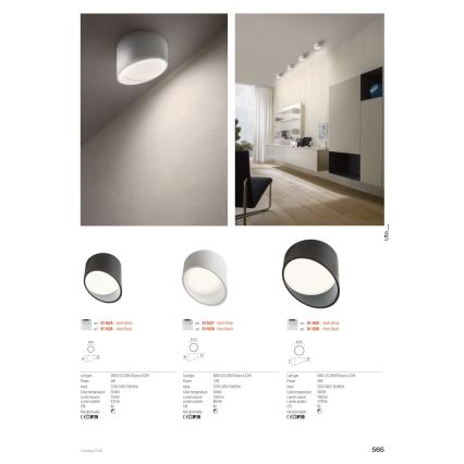 Redo 01-1628 - UTO LED-kohdevalaisin LED/12W/230V, halkaisija 12 cm, musta