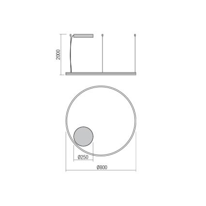 Redo 01-1712 - LED-kattokruunu narussa ORBIT LED/55W/230V