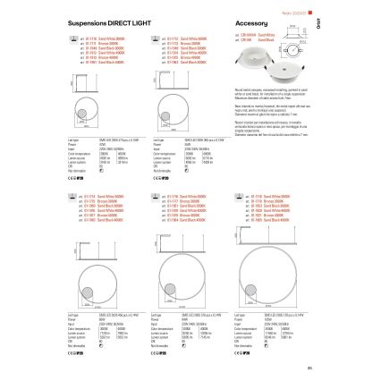 Redo 01-1713 - ORBIT LED/55W/230V himmennettävä riippuvalaisin vaijerilla, pronssi