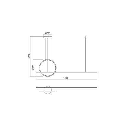 Redo 01-1735 - GIOTTO LED/46W/230V himmennettävä riippuvalaisin musta, johdolla