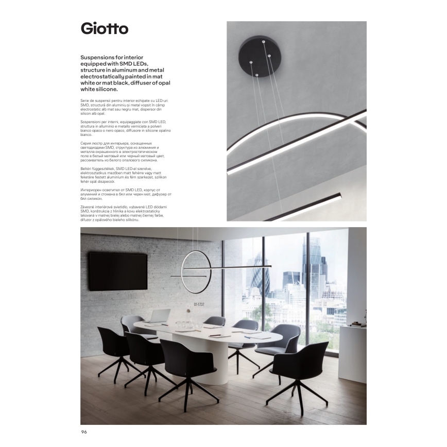 Redo 01-1737 - GIOTTO LED/56W/230V himmennettävä LED-riippuvalaisin musta, johdolla