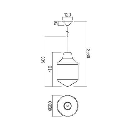 Redo 01-1773 - Kattokruunu johdossa AMNO 1x/E27/42W/230V halkaisija 26 cm harmaa