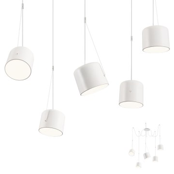 Redo 01-1827 - Kattokruunu johdossa DODO 5xE27/15W/230V hämähäkki valkoinen