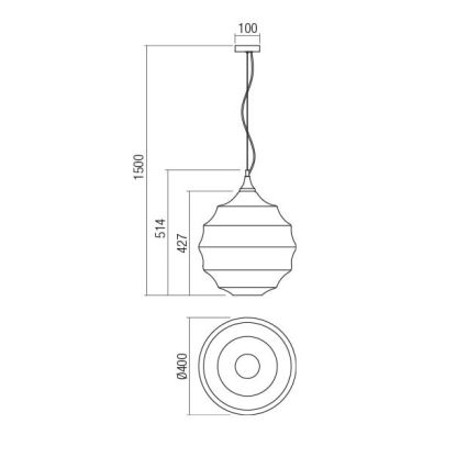 Redo 01-1844 - Kattokruunu johdossa SLAG 1xE27/42W/230V halkaisija 40 cm beige