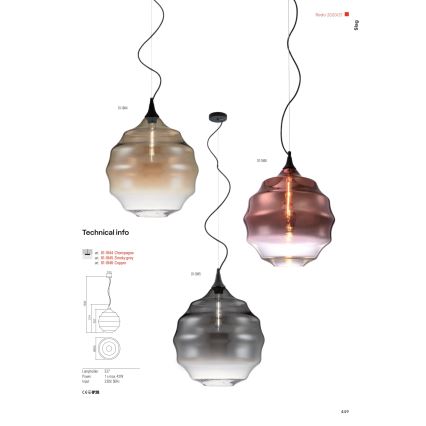 Redo 01-1845 - Kattokruunu johdossa SLAG 1xE27/42W/230V halkaisija 40 cm harmaa