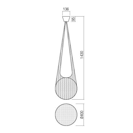 Redo 01-1974 - LED-riippuvalaisin kaapelilla ALLURIA 1xE27/10W/230V Ø 40 cm