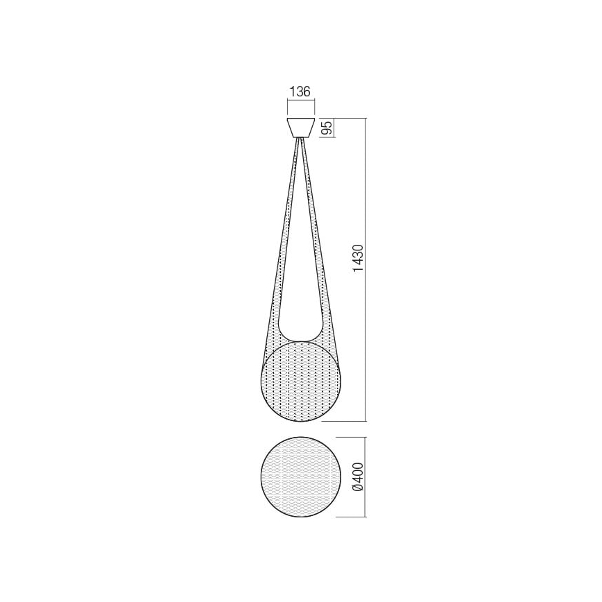 Redo 01-1974 - LED-riippuvalaisin kaapelilla ALLURIA 1xE27/10W/230V Ø 40 cm