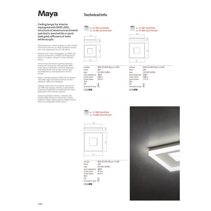 Redo 01-1998 - himmennettävä LED-kattovalaisin MAYA LED/42W/230V 42,5x42,5 cm kultainen
