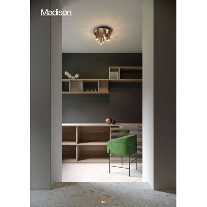 Redo 01-2040 - LED-kattovalaisin MADISON 9xLED/4W/230V kupari