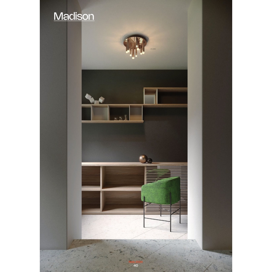 Redo 01-2040 - LED-kattovalaisin MADISON 9xLED/4W/230V kupari