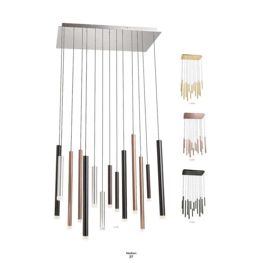 Redo 01-2057 - LED-kattokruunu johdossa MADISON 14xLED/4W/230V kiiltävä kromi/musta/kupari