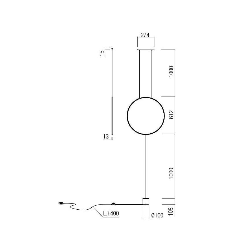 Redo 01-2197 - LED lattiavalaisin SLICK LED/19W/230V musta