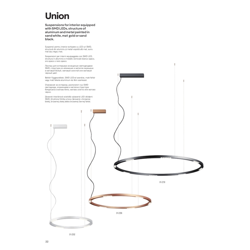 Redo 01-2208 - LED-kattokruunu johdossa UNION LED/68W/230V CRI 90 3000K halkaisija 120 cm valkoinen
