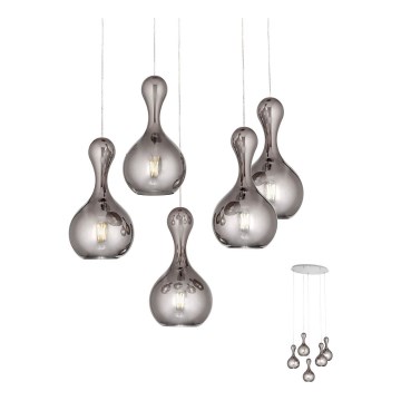 Redo 01-2262 - Kattokruunu johdossa LOB 5xE27/42W/230V harmaa