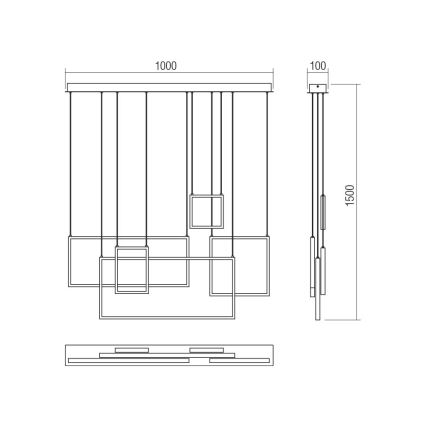Redo 01-2317 - himmennettävä riippuvalaisin kaapelilla PLANA LED/80W/230V, kultainen