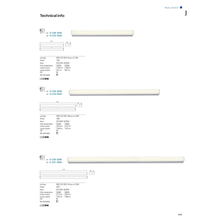 Redo 01-2331 - TASK LED valaistu kylpyhuonepeili LED/24W/230V 120 cm CRI 90 IP44 kiiltävä kromi