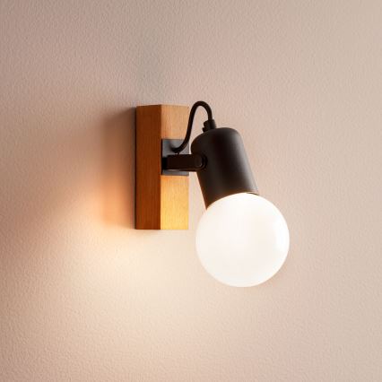 Redo 01-2415 - Seinävalaisin TAFFI 1xE27/42W/230V musta/pyökki