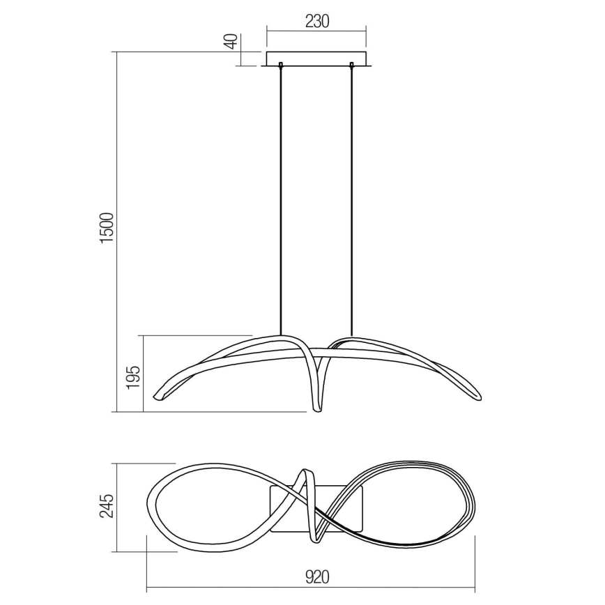 Redo 01-2455 - LED-kattokruunu johdossa LAMON LED/57W/230V musta