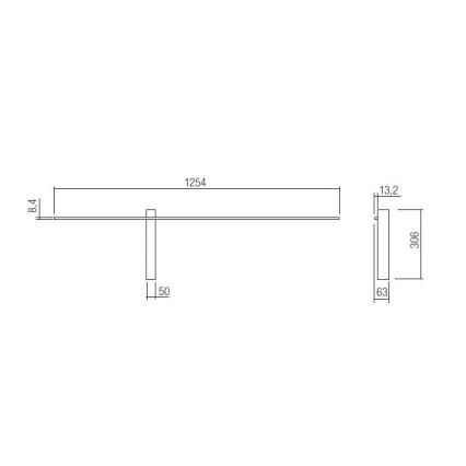 Redo 01-2480 - TANGENT LED - LED-seinävalaisin 14 W, 230 V, 3000 K, 125,4 cm, musta