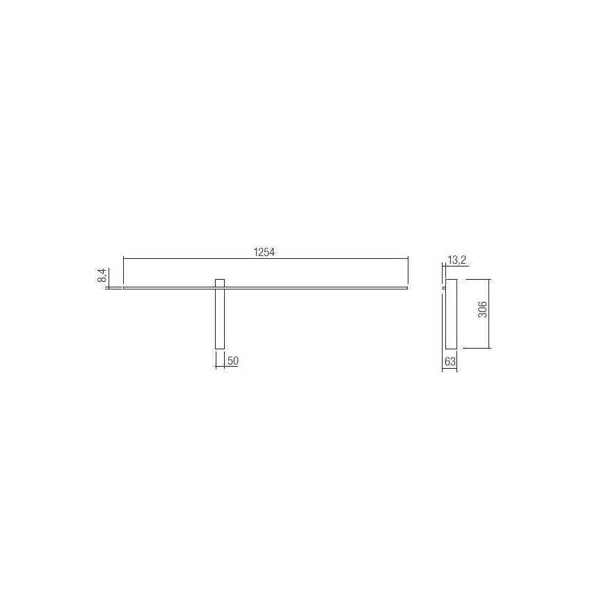 Redo 01-2480 - TANGENT LED - LED-seinävalaisin 14 W, 230 V, 3000 K, 125,4 cm, musta