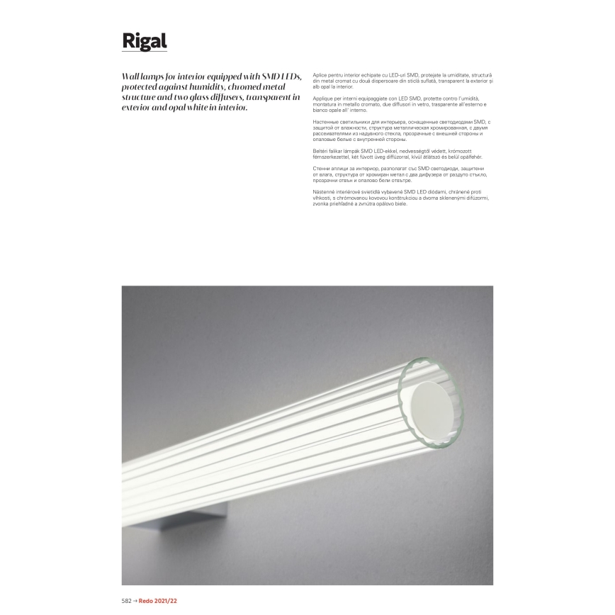Redo 01-2591 - LED kylpyhuoneen peilivalaisin RIGAL LED/12W/230V 60 cm CRI 90 IP44 kiiltävä kromi/valkoinen