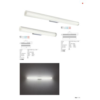 Redo 01-2591 - LED kylpyhuoneen peilivalaisin RIGAL LED/12W/230V 60 cm CRI 90 IP44 kiiltävä kromi/valkoinen