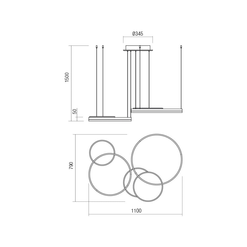 Redo 01-2610 - Himmennettävä LED-kattokruunu johdossa SIGUA LED/114W/230V CRI 90 3000K ruskea
