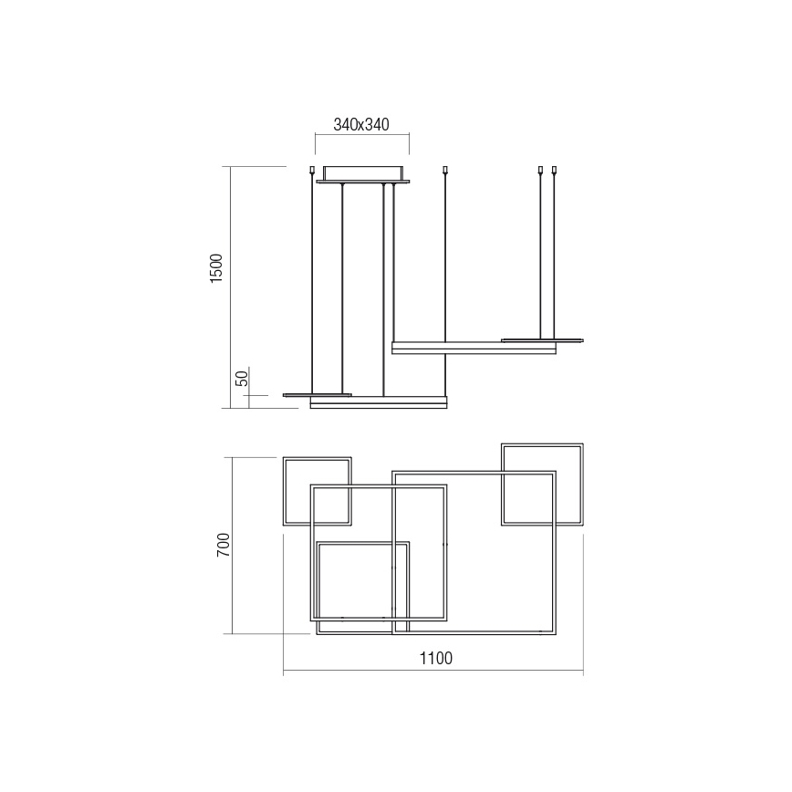Redo 01-2614 - SIGUA himmennettävä LED-riippuvalaisin vaijerilla LED/137W/230V CRI 90 valkoinen