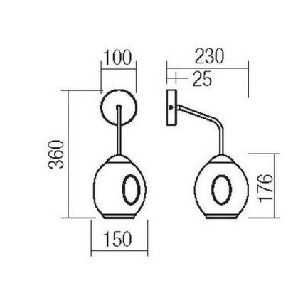 Redo 01-2617 - Seinävalaisin PIERCE 1xE27/42W/230V kulta/savuinen