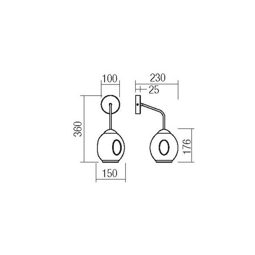 Redo 01-2617 - Seinävalaisin PIERCE 1xE27/42W/230V kulta/savuinen