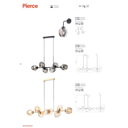 Redo 01-2618 - Seinävalaisin PIERCE 1xE27/42W/230V musta/savuinen
