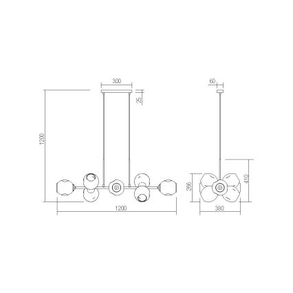 Redo 01-2619 - Kattokruunu johdossa PIERCE 6xE27/42W/230V kulta/savuinen