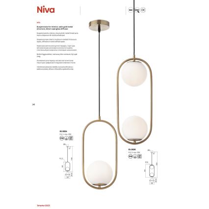 Redo 01-2626 - Kattokruunu johdossa NIVA 2xE14/28W/230V